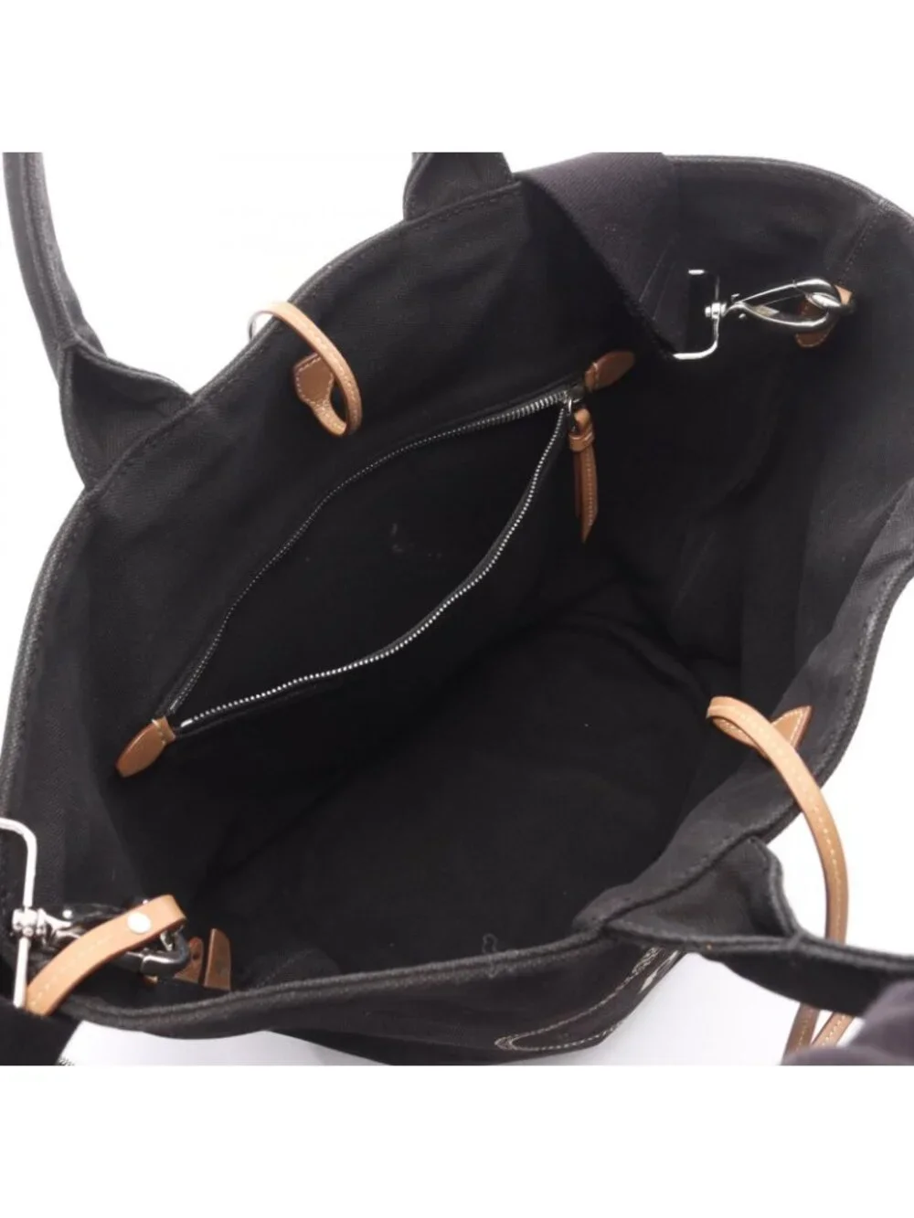 Prada Lada Handbag Canapa Black Canvas Baketsushape 2-Way Tote - Picture 3 of 14
